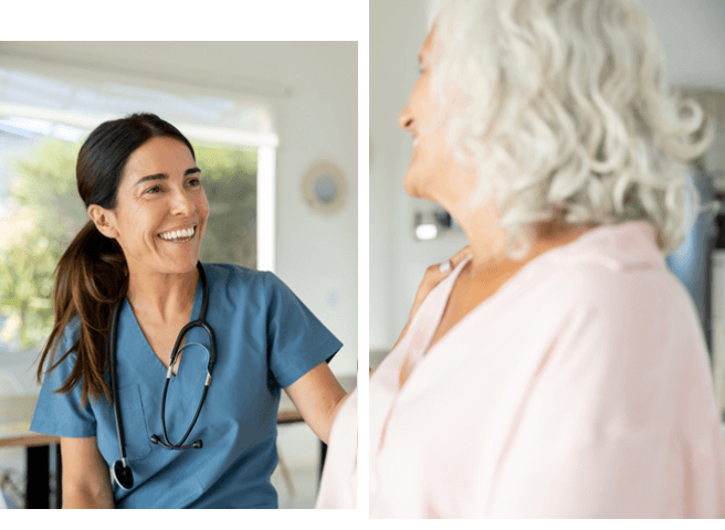female doctor talking to her patient about venous insufficiency
